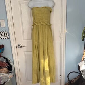 Chic Strapless Yellow Maxi Dress